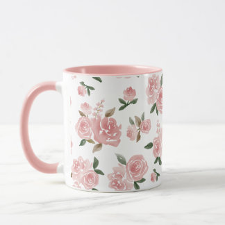 Taza Roses rosados de color agua | Elegante Floral Vint