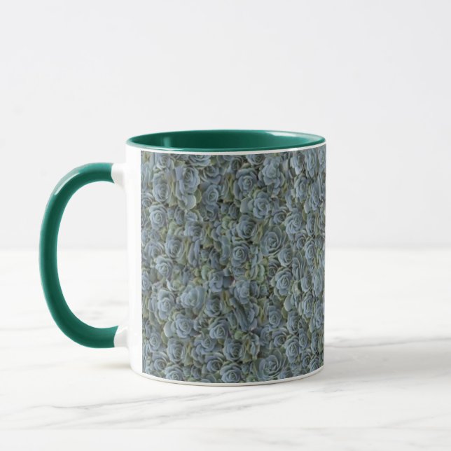 TAZA ROSETTES DE PLANTAS SUCULENTES GRIS VERDES (Izquierda)