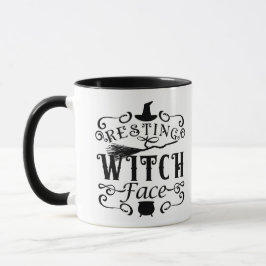 Taza ROSTRO DE BRUJA DESCANSANDO Gráfico de tipo vintag
