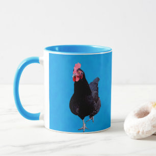 Taza Rostro Negro Sobre Fondo Azul,