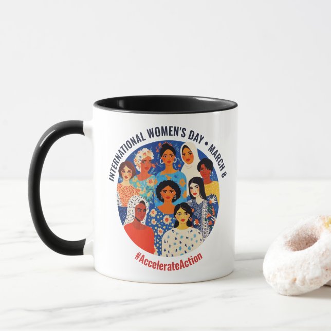 Taza Rostros coloridos | Día Internacional de la Mujer  (Con donut)