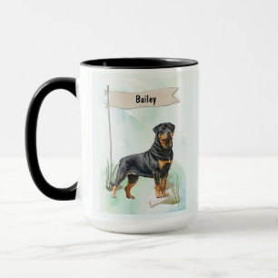 Taza Rottweiler Acuarela Perro Personalizado