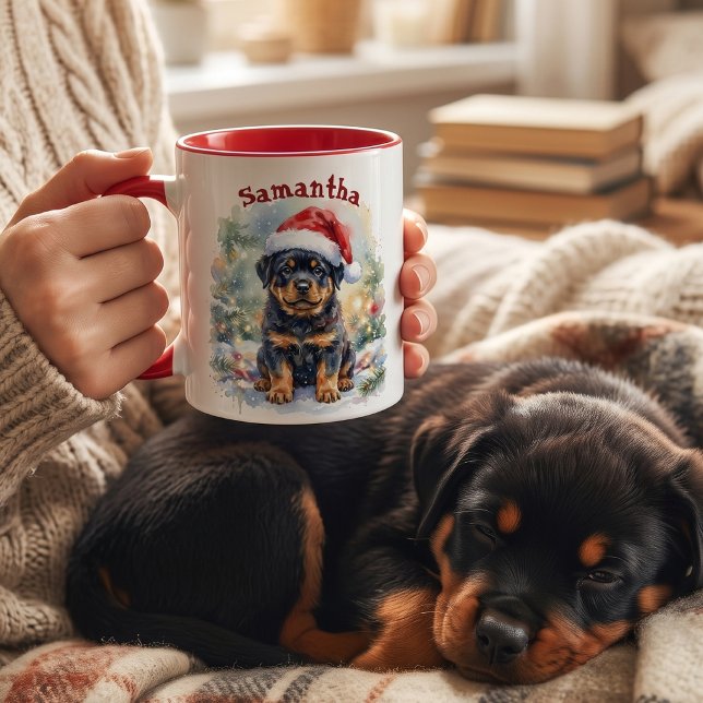 Taza Rottweiler Cachorro Personalizado Navidad (Subido por el creador)