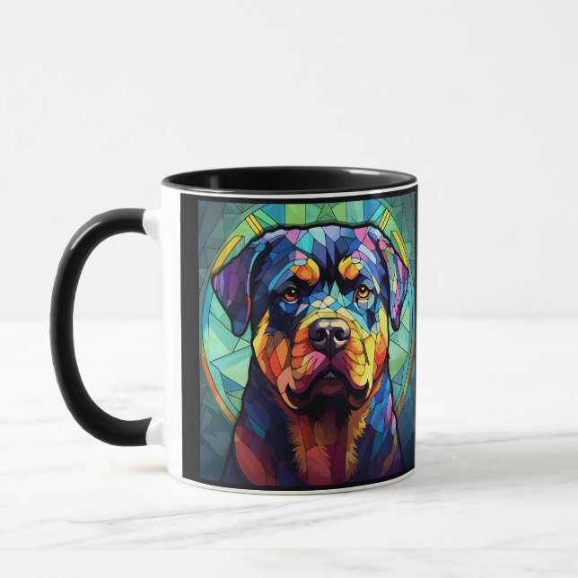 Taza Rottweiler de Vidrio Teñido (Izquierda)