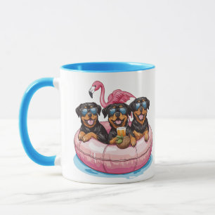Taza Rottweiler Dogs Flamingo Summer Pool Tube