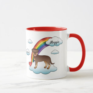 Taza Rottweiler Rojo y Beige Perro Lindo Arcoíris Memor