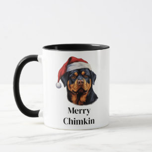 Taza Rottweiler sombrero de Santa Navidad Perro