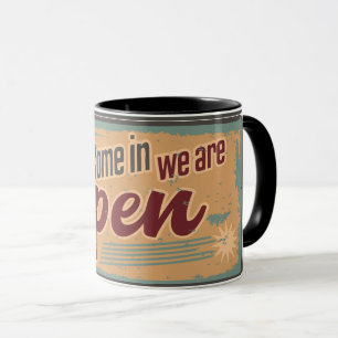 Taza Rótulo abierto vintage de Rótulo