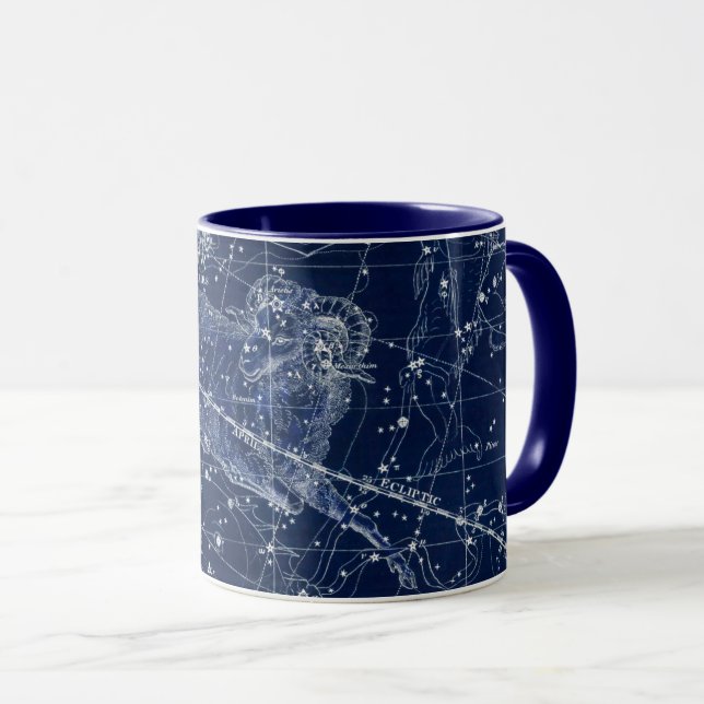 Taza Rótulo Aries Zodiac Ilustracion de cosecha (Anverso derecho)