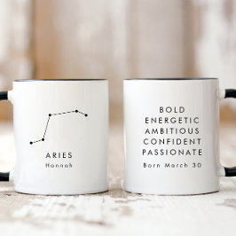 Taza Rótulo Aries Zodiac Minimalista personalizado