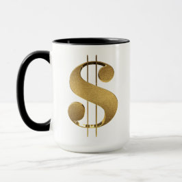 Taza Rótulo de dólar del oro 3D