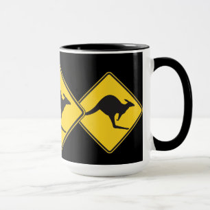 Taza Rótulo de la precaución del canguro