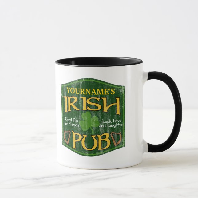 Taza Rótulo de pub irlandés personalizado (Derecha)