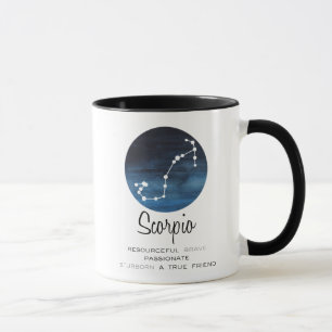 Taza Rótulo Escorpio, Constelación, Café Zodiaco