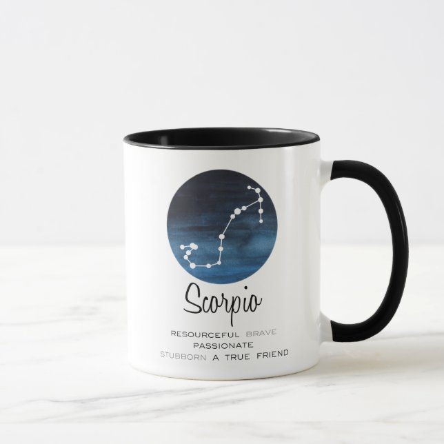 Taza Rótulo Escorpio, Constelación, Café Zodiaco (Derecha)