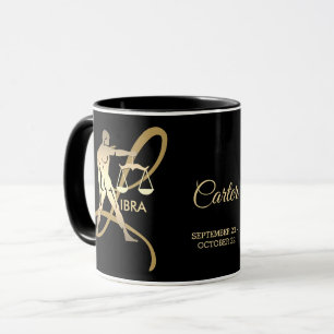 Taza Rótulo libra ♎ zodiaco / negro y oro