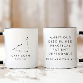 Taza Rótulo Minimalista Capricornio Zodiac