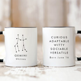 Taza Rótulo Minimalista Gemini Zodiac personalizado