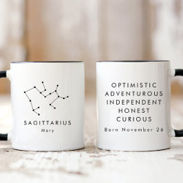 Taza Rótulo Minimalista Sagittarius Zodiac personalizad