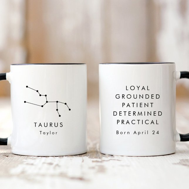 Taza Rótulo Minimalista Taurus Zodiac personalizado (Subido por el creador)