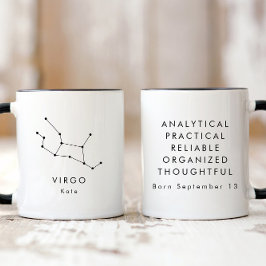 Taza Rótulo Minimalista Virgo Zodiac personalizado