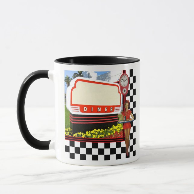 Taza Rótulo Retro Diner Blank de los años 50 (Izquierda)
