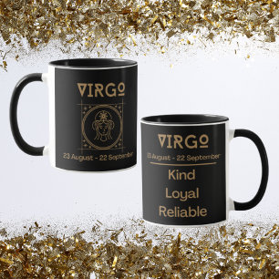 Taza Rótulo Virgo Zodiac con símbolo y rasgos
