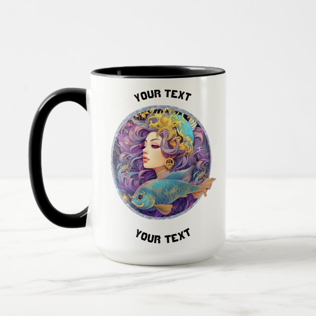 TAZA RÓTULO ZODIAC DE PISCES PERSONALIZADOS (Izquierda)