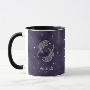 Taza Rótulo Zodiac Pisces Personalizable acuarela Mug