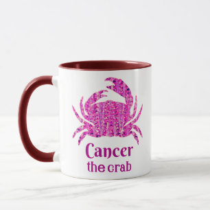 Taza Rótulo zodiaco para el cáncer en marrón y morado