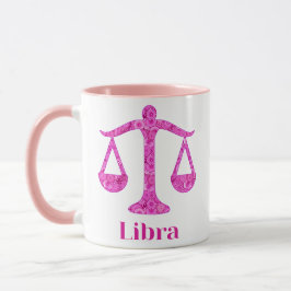 Taza Rótulo zodiaco para la libia en magenta y rosa