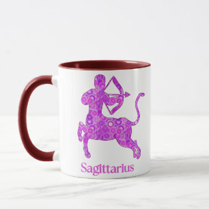Taza Rótulo zodiaco para sagitario en púrpura anquistan