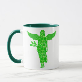 Taza Rótulo zodiaco para Virgo en tonos verdes