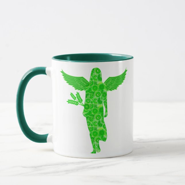 Taza Rótulo zodiaco para Virgo en tonos verdes (Izquierda)