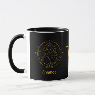 Taza Rótulo zodiaco Virgo Personalizable amarillo dorad