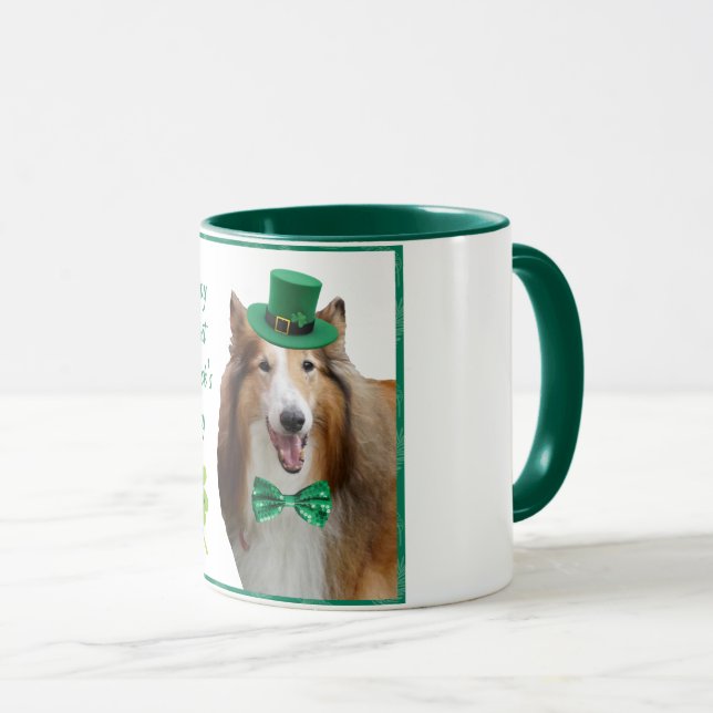 Taza Rough Sable Collie St. Patrick's (Anverso derecho)