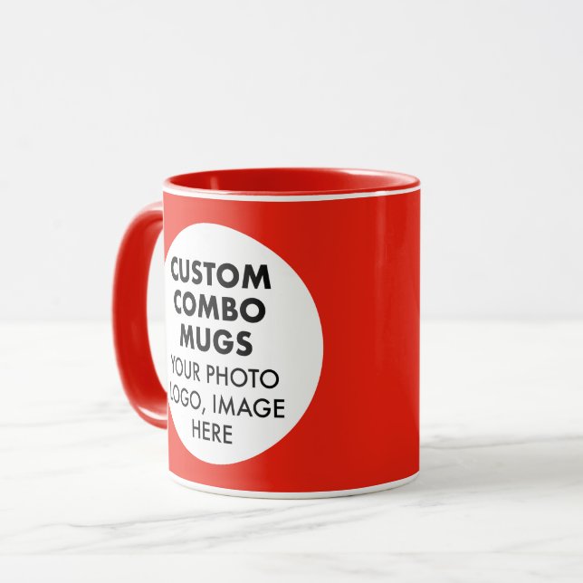 Taza Round Frame 2 x Photo Logo Red Custom Combo (Anverso izquierdo)