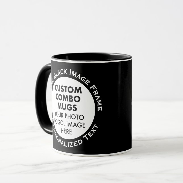 Taza Round Frame 2 x Photo + Text Black Custom Combo (Anverso izquierdo)