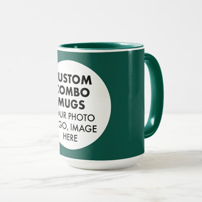 Taza Round Frame Photo Logo Large Green Custom Combo (Anverso derecho)