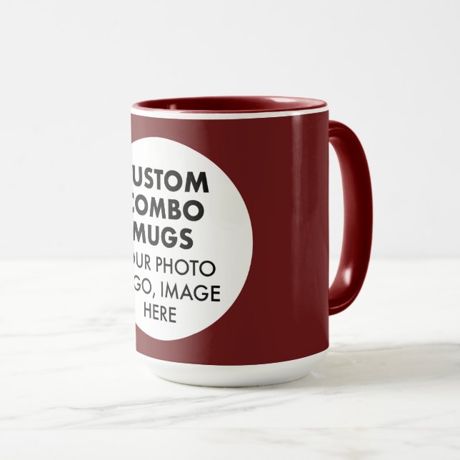 Taza Round Frame Photo Logo Large Maroon Custom Combo (Anverso derecho)