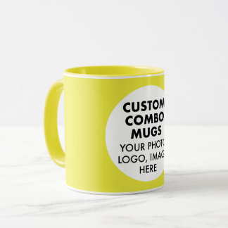 Taza Round Frame Photo Logo Yellow Custom Combo
