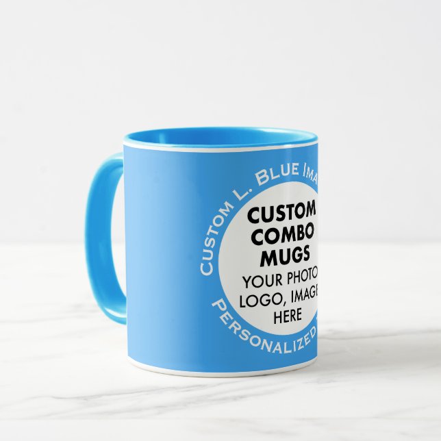 Taza Round Frame Photo + Text Light Blue Custom Combo (Anverso izquierdo)