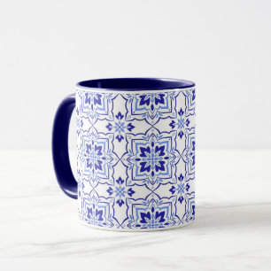Taza Royal Sapphire Elegant Blue Floral Mosaic