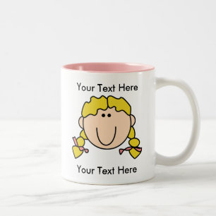 Taza rubia de las trenzas del chica de encargo -