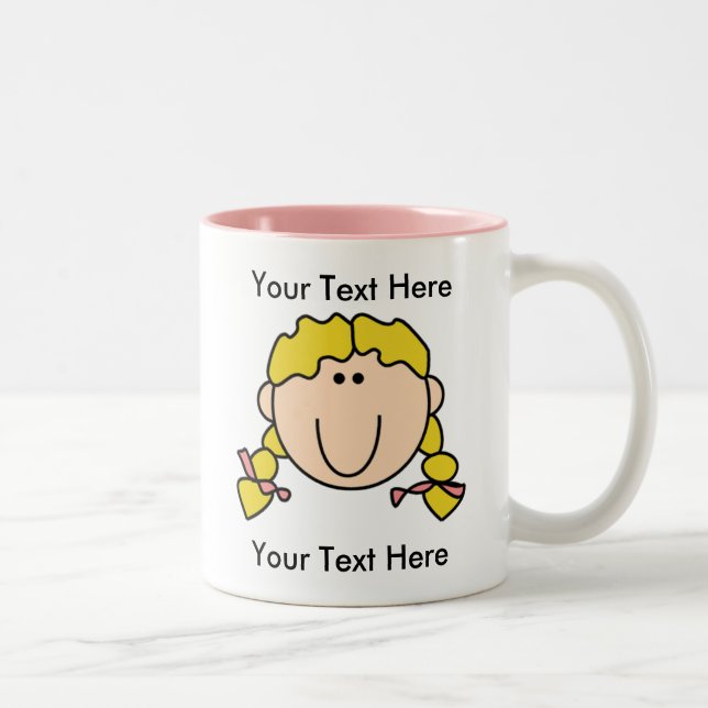 Taza rubia de las trenzas del chica de encargo - (Derecha)