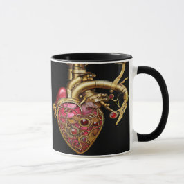 Taza Rubinas y engranajes anatómicos del corazón de vap