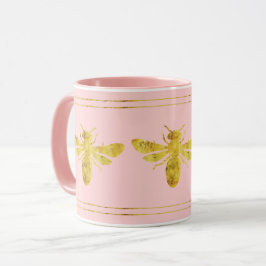 Taza Rubor de abeja dorada de moda Rosa