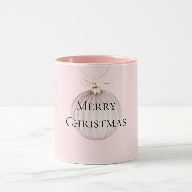 Taza Rubor Pink Christmas Ornament Coffee Mug (Centro)