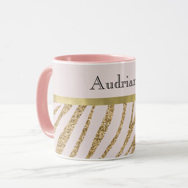 Taza Rubor Pink Gold Purpurina Zebra (Anverso izquierdo)