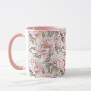 Taza Rubor Pink Peony Flowers Cottagecore Coffee Mug